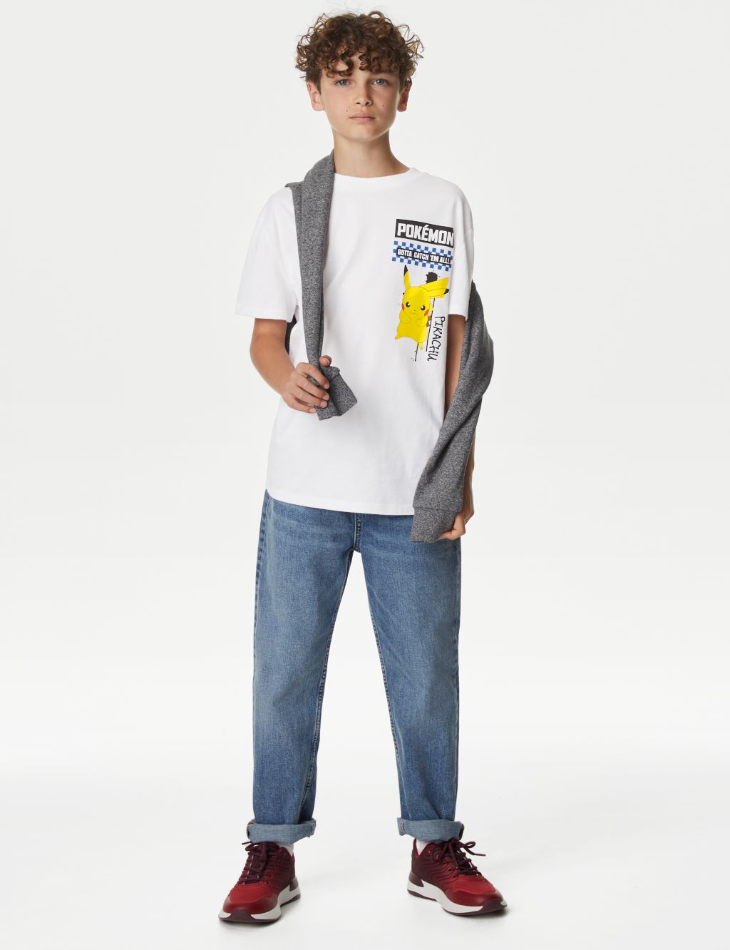 Marks & Spencer Goal Print Crew-Neck T-Shirt For Boys (Black, 11-12Y)