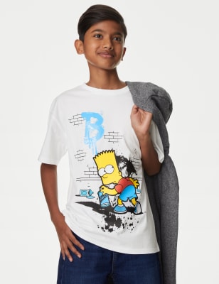 

M&S Collection T-Shirt aus reiner Baumwolle mit The Simpsons™-Motiv (6-16 Jahre) - White, White