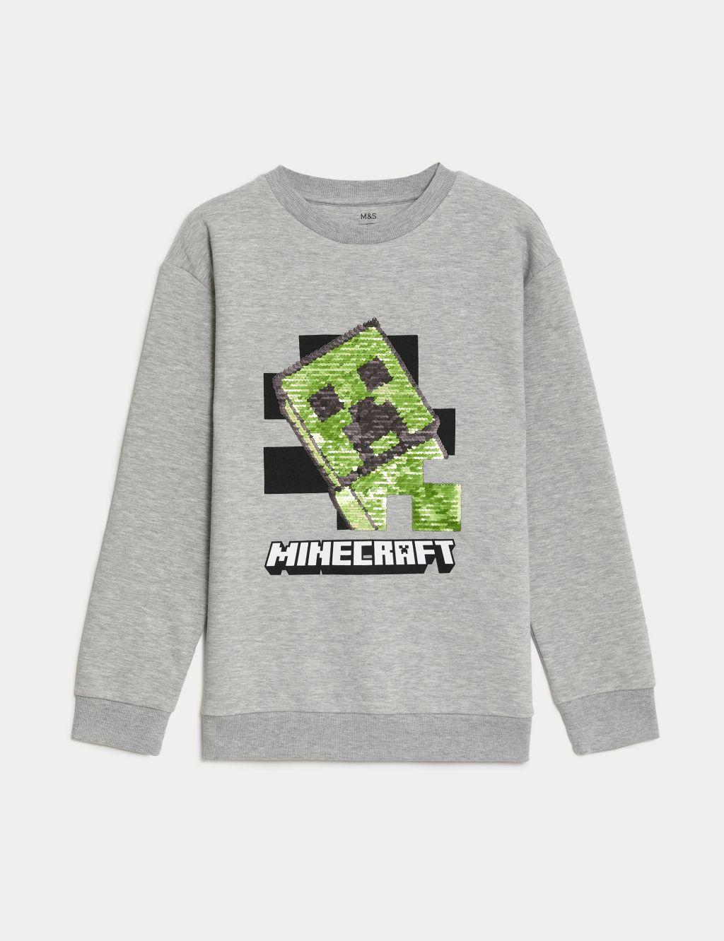 Cotton Rich Minecraft™ Sequin Sweatshirt (6-16 Yrs) image 2