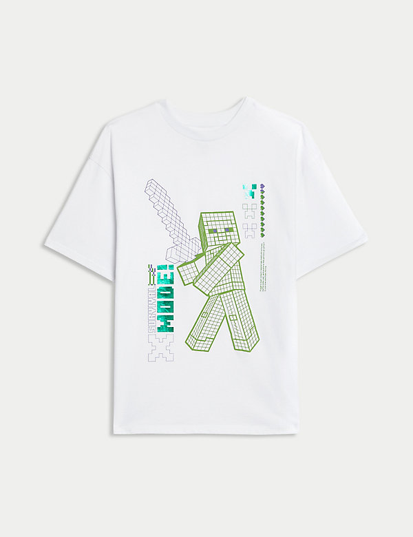 Puur katoenen T-shirt met Minecraft™-motief (6-16 jaar) - BE