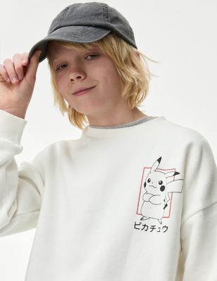 M&S Boys Cotton Rich Pokemontm Sweatshirt (6-16 Yrs) - 6-7 Y - White, White