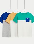 Lot de 3&nbsp;t-shirts 100&nbsp;% coton à motif color block (du 2 au 8&nbsp;ans)