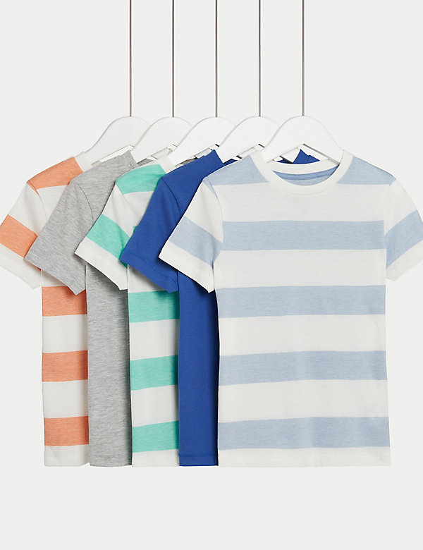 5pk Cotton Rich Stripe T-Shirts (2-8 Yrs) - US