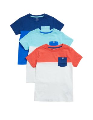 

Boys M&S Collection 3pk Pure Cotton Colour Block T-Shirts (2-7 Yrs) - Multi, Multi