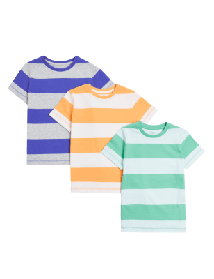 

Boys M&S Collection 3pk Pure Cotton Striped T-Shirts (2 - 7 Yrs) - Multi, Multi