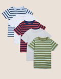 Set van 5 gestreepte, katoenrijke T-shirts (2-7 jaar)