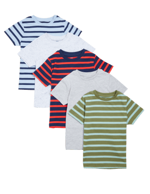 

Boys M&S Collection 5pk Cotton Rich Striped T-Shirts (2-7 Yrs) - Multi, Multi
