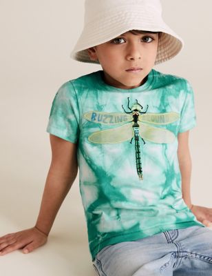 T-shirt 100 % coton à motif libellule teint par espacement (du 2 au 7 ans) - Multi