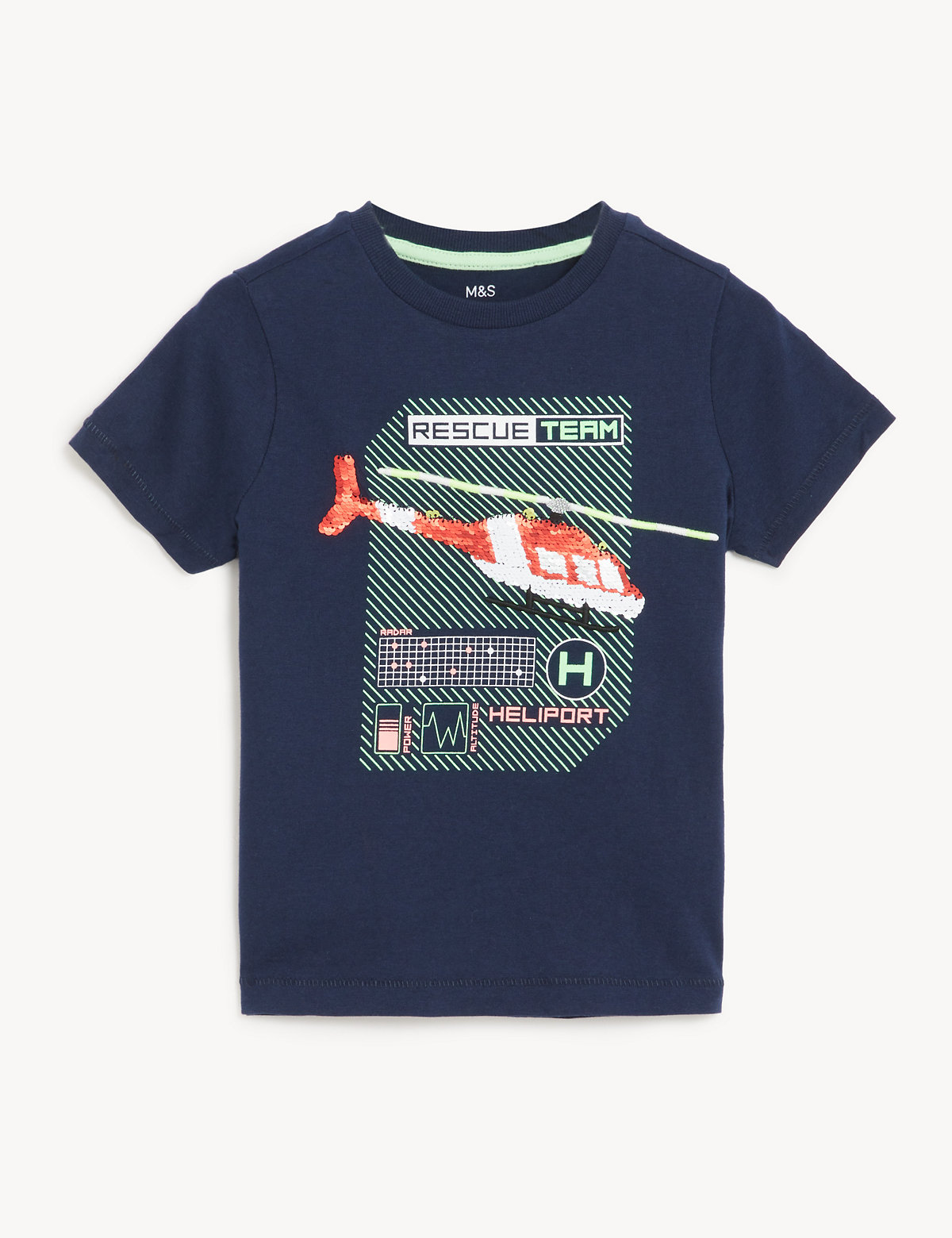 Pure Cotton Sequin Helicopter T-Shirt