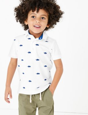 Pure Cotton Embroidered Palm Tree Polo Shirt (2-7 Yrs) | M&S