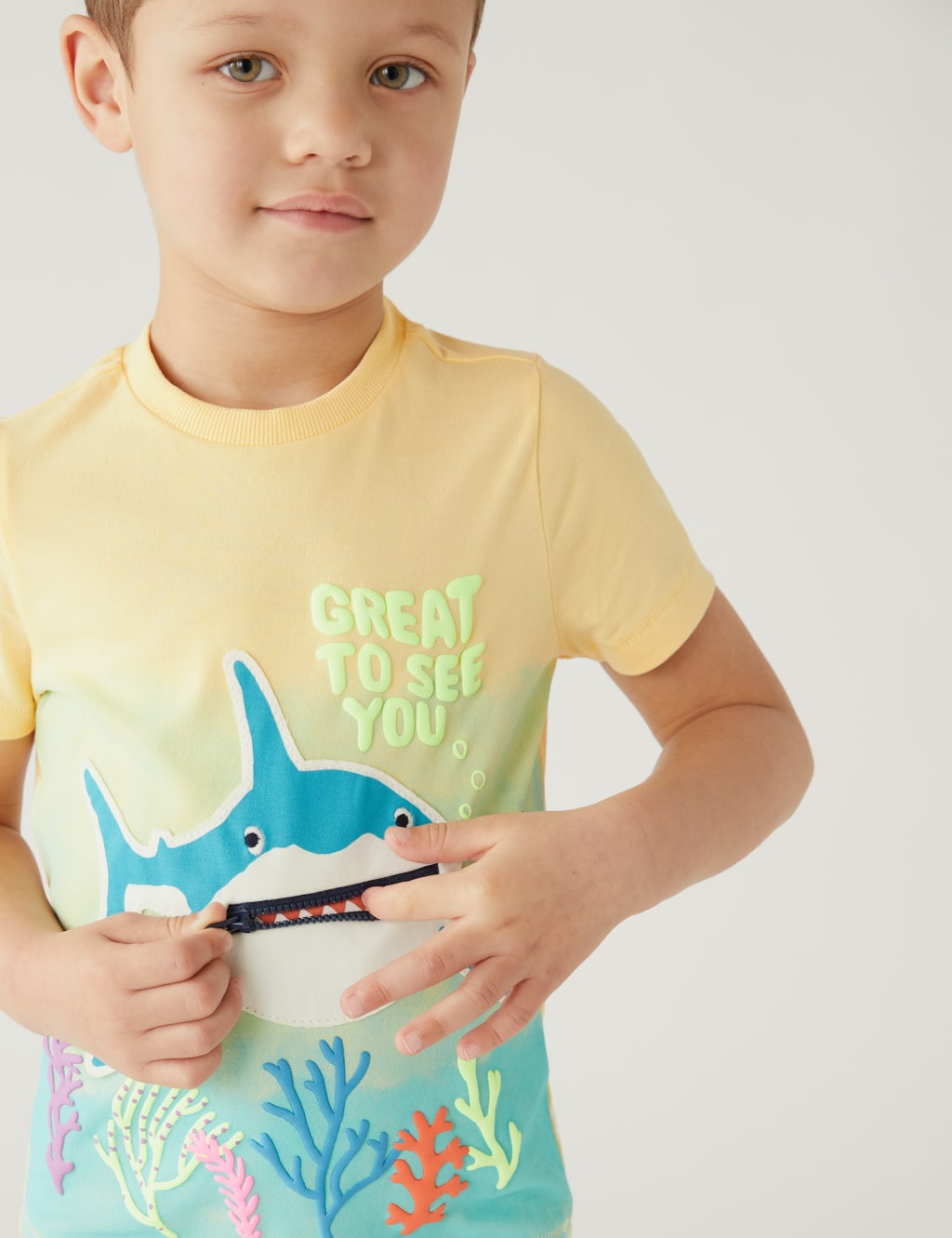 Pure Cotton Shark T-Shirt (2-8 Yrs) image 2