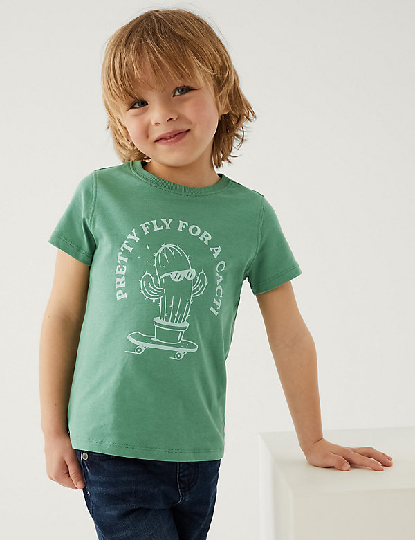 Pure Cotton Cactus Graphic T-Shirt (3-8 Yrs) - OM