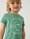 T-shirt με σχέδιο κάκτο από 100% βαμβάκι (3-8 ετών)