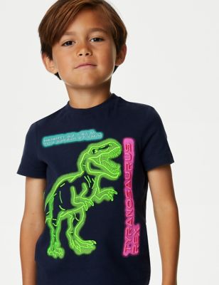 T-shirt 100 % coton à motif dinosaure (du 2 au 8 ans)