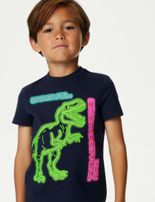 

Boys M&S Collection Pure Cotton Dinosaur T-Shirt (2-8 Yrs) - Navy, Navy