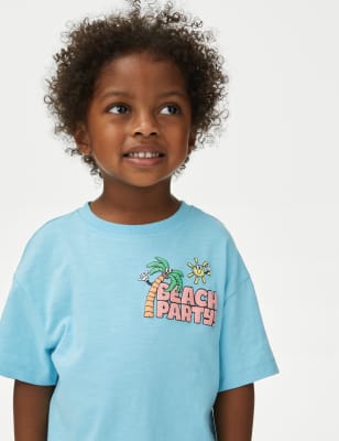 Pure Cotton Slogan T-Shirt (2-8 Yrs) - SK