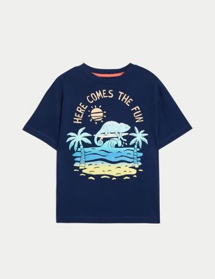 Pure Cotton Ombre Beach Graphic T-Shirt (2-8 Yrs)