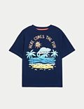 T-shirt όμπρε με στάμπα παραλία από 100% βαμβάκι (2-8 ετών)