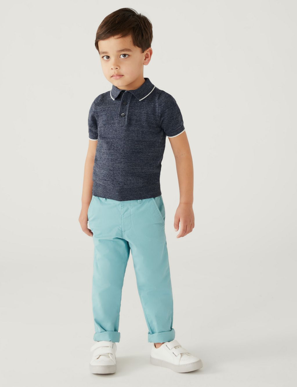 Cotton Rich Knitted Polo Shirt (2-8 Yrs) image 2