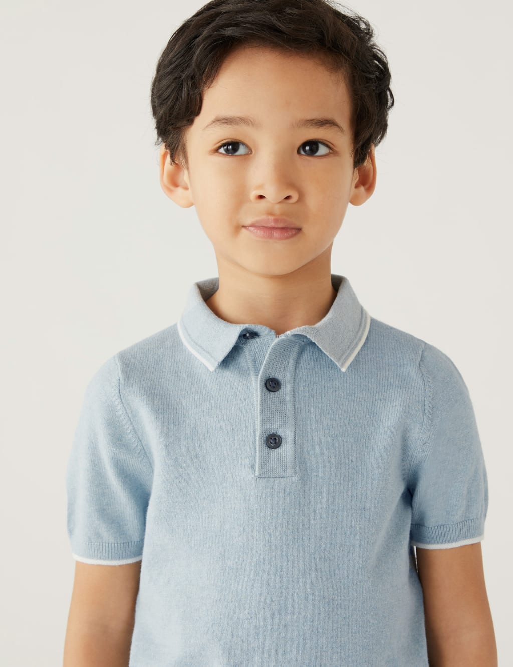 Cotton Rich Knitted Polo Top (2-8 Yrs) image 1