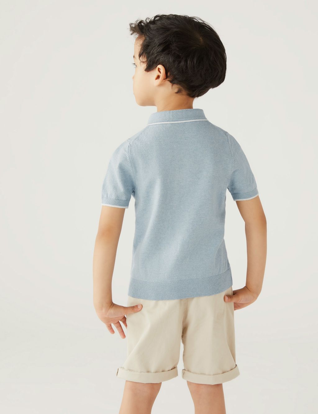 Cotton Rich Knitted Polo Top (2-8 Yrs) image 3