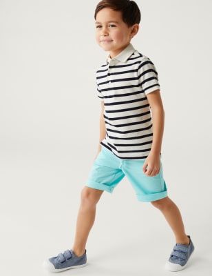 

Boys M&S Collection Pure Cotton Striped Polo Shirt (2-8 Yrs) - White Mix, White Mix