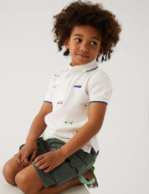 Pure Cotton Car Embroidered Polo Shirt (2-8 Yrs)