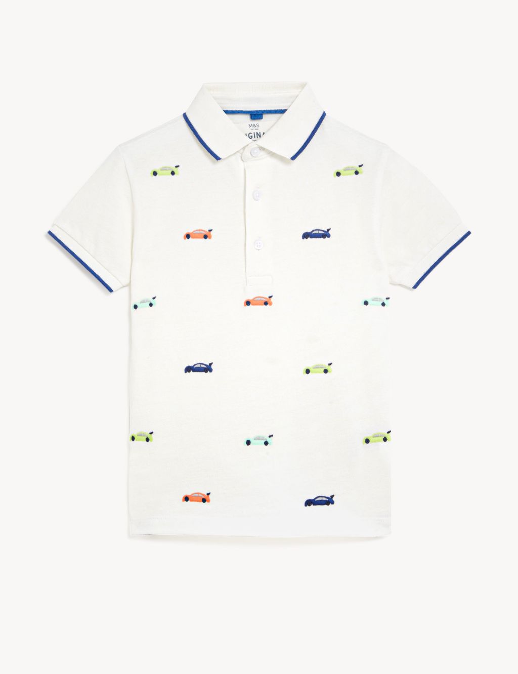 Pure Cotton Car Embroidered Polo Shirt (2-8 Yrs) image 2