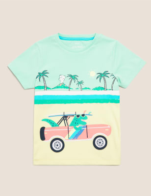 

Boys M&S Collection Pure Cotton Dinosaur T-Shirt (2-7 Yrs) - Multi, Multi