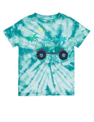 

Boys M&S Collection Pure Cotton Tie Dye T-Shirt (2-7 Yrs) - Medium Seafoam, Medium Seafoam