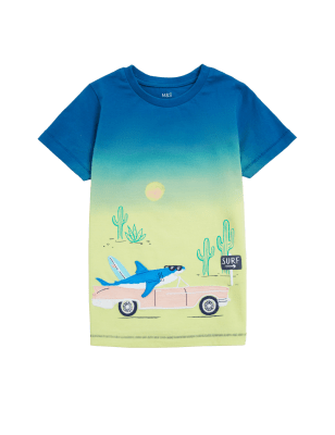 

Boys M&S Collection Pure Cotton Ombré Shark T-Shirt (2-7 Yrs) - Multi, Multi