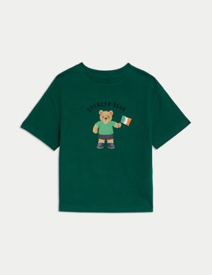 Boy's Pure Cotton Spencer Bear Ireland T-Shirt (2-7 Yrs) - 2-3 Y - Green, Green