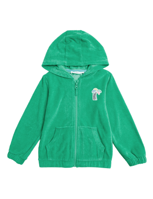 

M&S Collection Sudadera con capucha de algodón de rizo con cremallera (2-7 años) - Green, Green