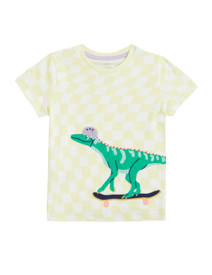 

Boys M&S Collection Pure Cotton Checked Dinosaur T-Shirt (2-7 Yrs) - Yellow Mix, Yellow Mix