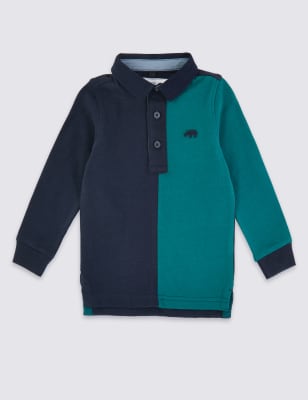 Polo de rugby 100&nbsp;% coton &agrave; motif color block (du 3&nbsp;mois au 7&nbsp;ans)