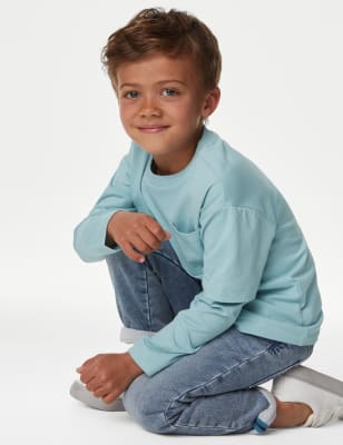 

M&S Collection Top de manga doble 100% algodón (2-8 años) - Light Blue, Light Blue