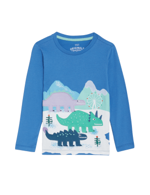 

Boys M&S Collection Pure Cotton Dinosaur Top (2 - 7 Yrs) - Blue Mix, Blue Mix