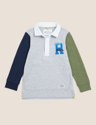 M&S Boys Pure Cotton Rugby Top (2-7 Yrs)
