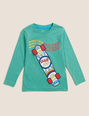M&S Boys Pure Cotton Skateboard Graphic Top (2-7 Yrs)