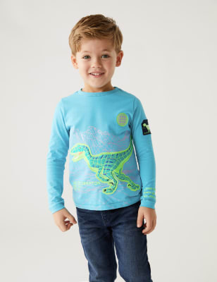 

Boys M&S Collection Pure Cotton Dinosaur Top (2-8 Yrs) - Blue Blue, Blue Blue