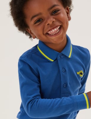 

M&S Collection Poloshirt aus reiner Baumwolle mit aufgesticktem Dinosauriermuster (2-7 Jahre) - Dark Blue, Dark Blue