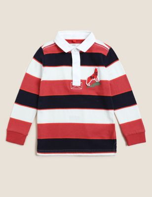 M&S Boys Pure Cotton Striped Rugby Shirt (2-7 Yrs)