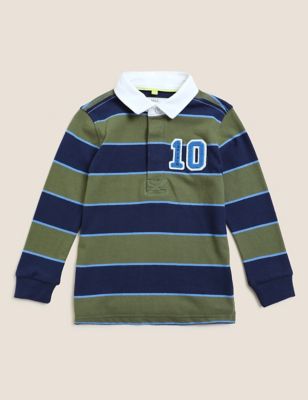 M&S Boys Pure Cotton Striped Rugby Top(2-7 Yrs)