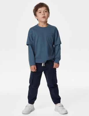 

Boys M&S Collection Pure Cotton Mock Sleeve Top (2-8 Yrs) - Blue, Blue