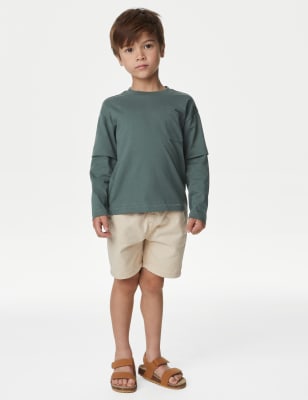 

M&S Collection Top de manga doble 100% algodón (2-8 años) - Dark Sage, Dark Sage