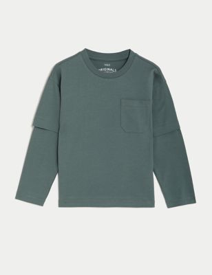 Pure Cotton Mock Sleeve Top (2-8 Yrs)