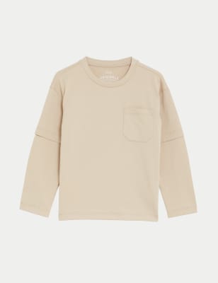 Pure Cotton Mock Sleeve Top (2-8 Yrs)