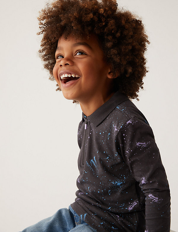 Pure Cotton Space Polo Shirt (2-7 Yrs) - TW