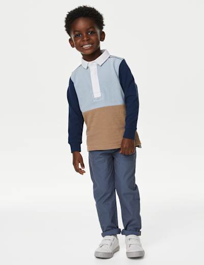 Pure Cotton Colour Block Rugby Shirt (2-8 Yrs)
