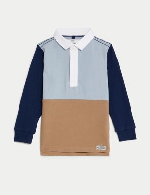 Pure Cotton Colour Block Rugby Shirt (2-8 Yrs)